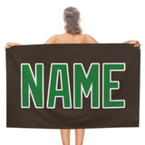 Custom Brown Emerald Green Beach Towel