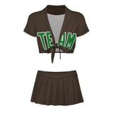 Custom Brown Emerald Green Cheerleading Uniform Set
