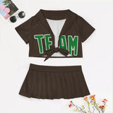 Custom Brown Emerald Green Cheerleading Uniform Set