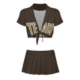 Custom Brown Light Khaki Cheerleading Uniform Set