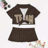Custom Brown Light Khaki Cheerleading Uniform Set