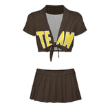 Custom Brown Light Yellow Cheerleading Uniform Set