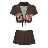 Custom Brown Copper Rose Cheerleading Uniform Set