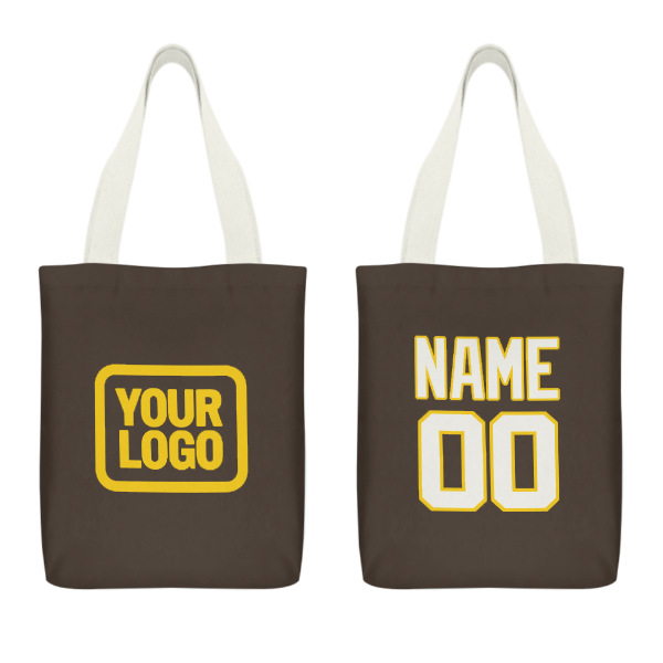 Custom Brown White Canvas Tote Bag