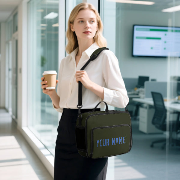 Custom Olive Sky Blue Lunch Bag