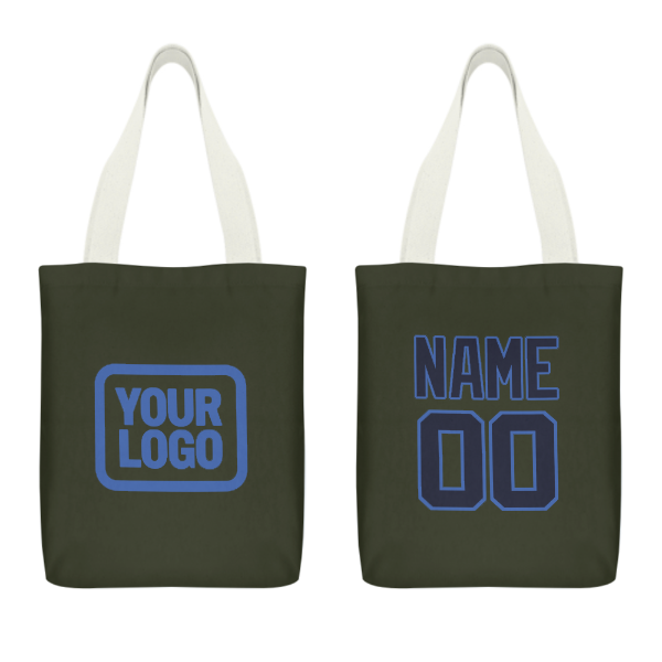 Custom Olive Navy Canvas Tote Bag