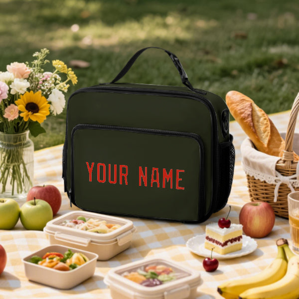Custom Olive Orange Red Lunch Bag