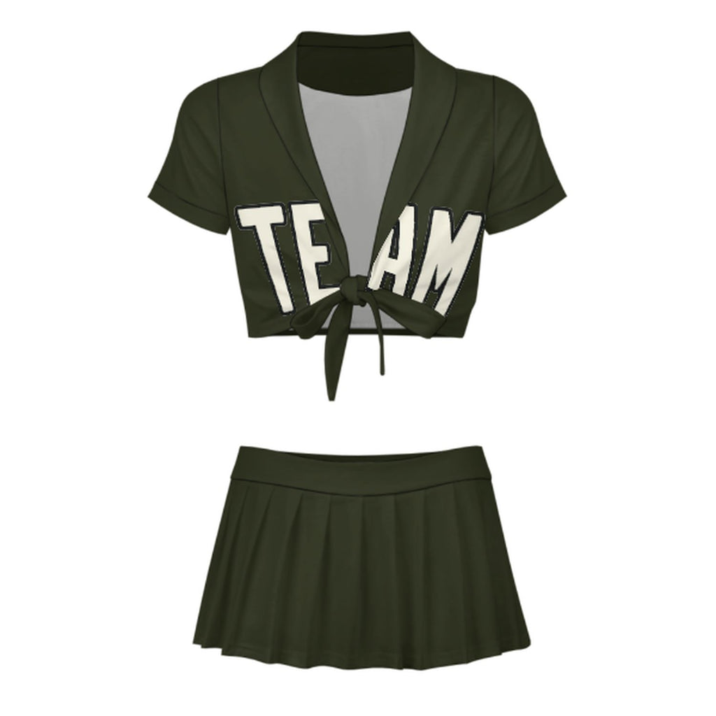 Custom Olive Cream Cheerleading Uniform Set