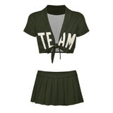 Custom Olive Cream Cheerleading Uniform Set