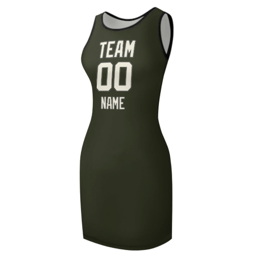 Custom Olive Cream Sleeveless Vest Dress