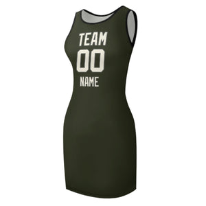 Custom Olive Cream Sleeveless Vest Dress