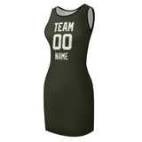 Custom Olive Cream Sleeveless Vest Dress