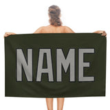 Custom Olive Gray Beach Towel
