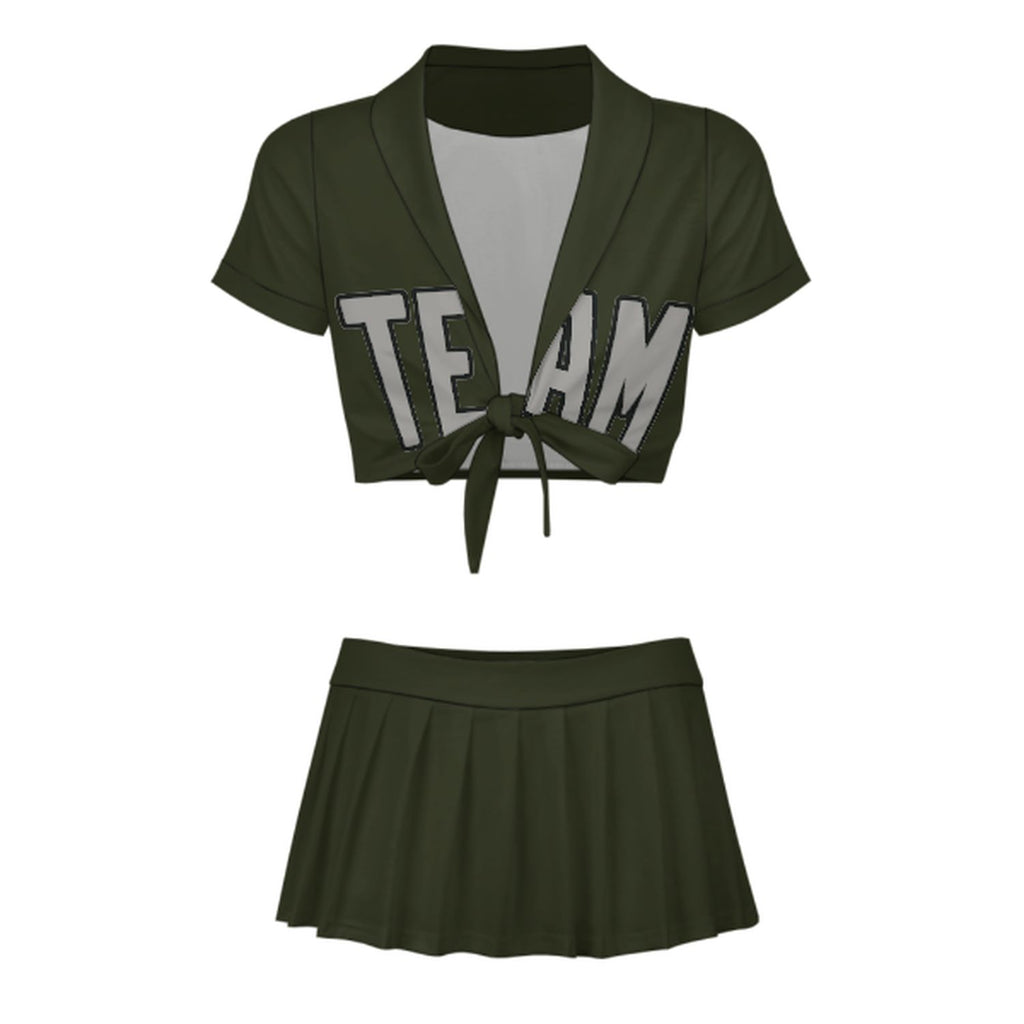 Custom Olive Gray Cheerleading Uniform Set