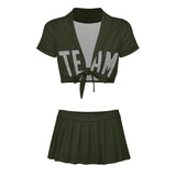 Custom Olive Gray Cheerleading Uniform Set