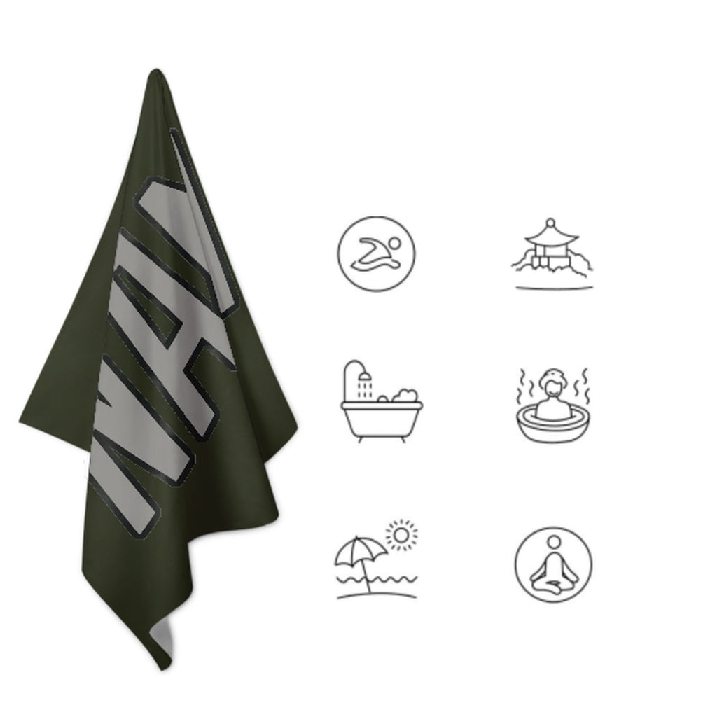 Custom Olive Gray Beach Towel