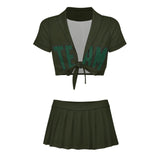 Custom Olive Green Cheerleading Uniform Set