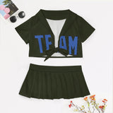 Custom Olive Sky Blue Cheerleading Uniform Set