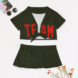 Custom Olive Orange Red Cheerleading Uniform Set