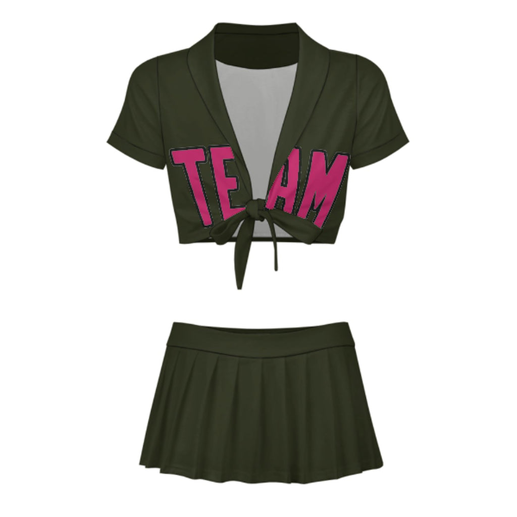 Custom Olive Pink Cheerleading Uniform Set