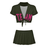 Custom Olive Pink Cheerleading Uniform Set