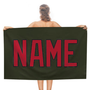 Custom Olive Red Beach Towel