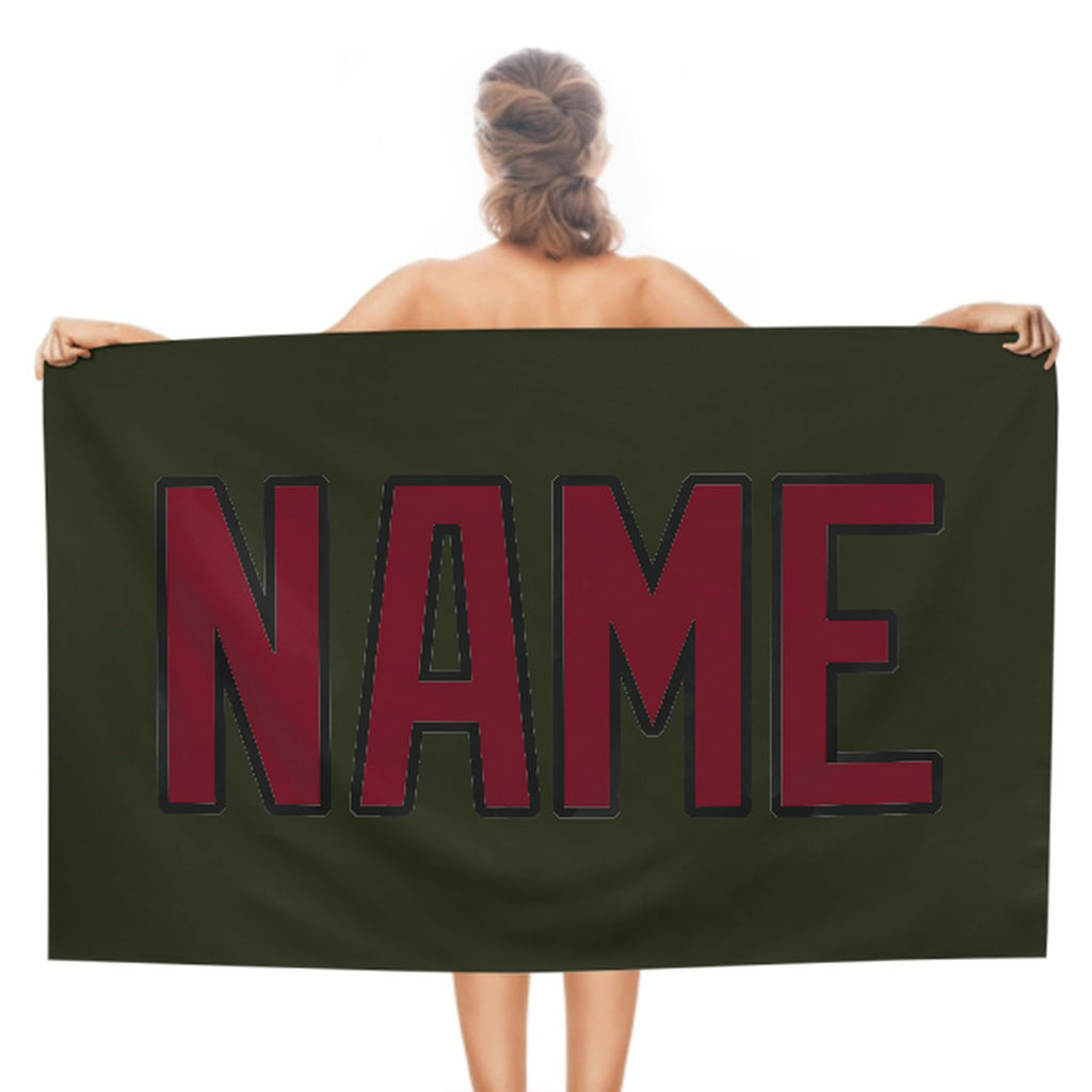 Custom Olive Crimson Red Beach Towel