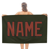 Custom Olive Coral Red Beach Towel