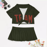 Custom Olive Coral Red Cheerleading Uniform Set