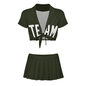 Custom Olive White Cheerleading Uniform Set
