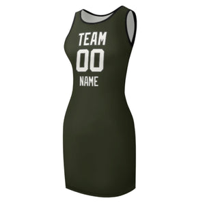 Custom Olive White Sleeveless Vest Dress