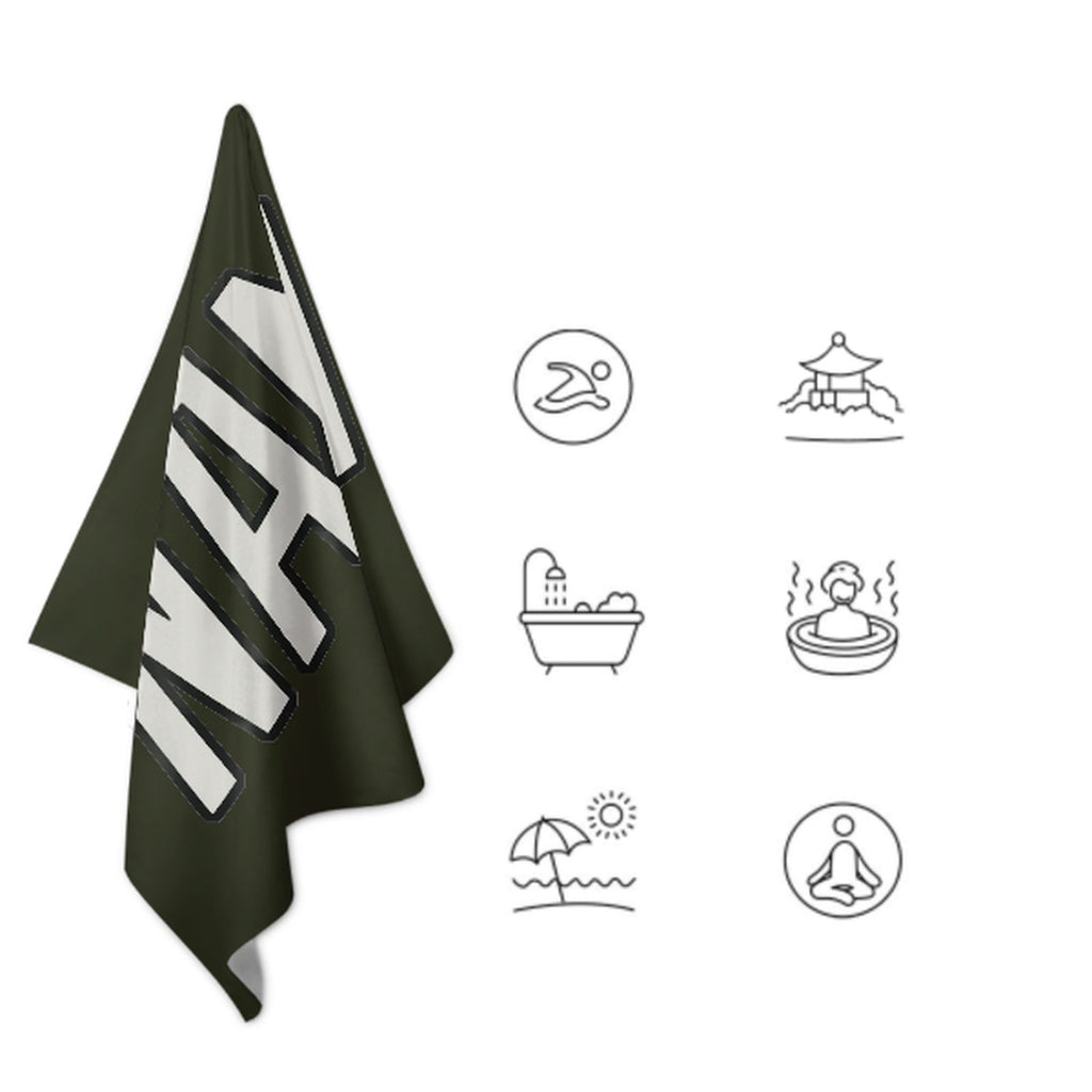 Custom Olive White Beach Towel
