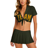 Custom Olive Yellow Cheerleading Uniform Set