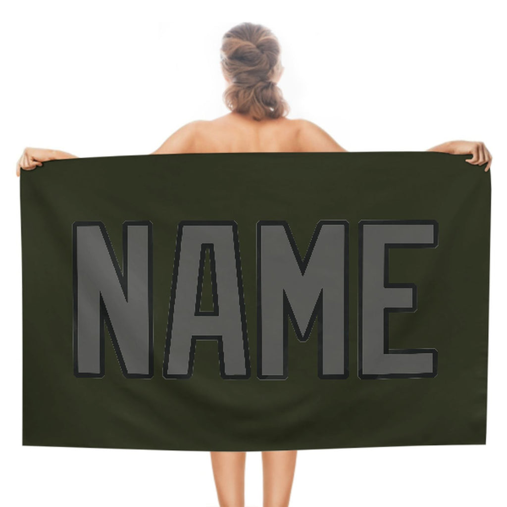 Custom Olive Dark Grey Beach Towel
