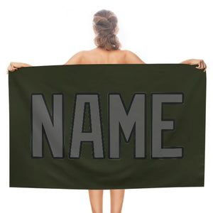 Custom Olive Dark Grey Beach Towel