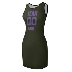 Custom Olive Light Purple Sleeveless Vest Dress