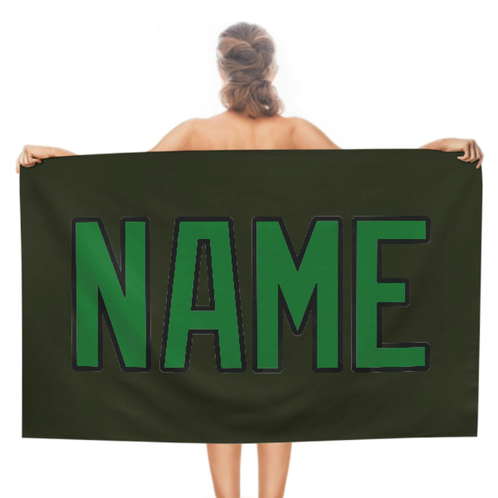 Custom Olive Emerald Green Beach Towel