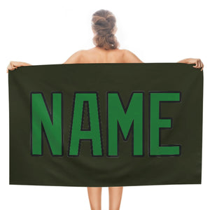 Custom Olive Emerald Green Beach Towel