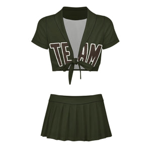 Custom Olive Brown Cheerleading Uniform Set