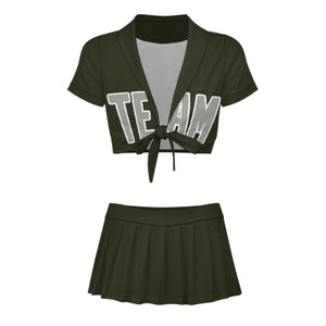 Custom Olive Gray Cheerleading Uniform Set