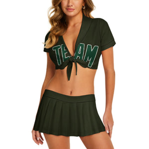Custom Olive Green Cheerleading Uniform Set