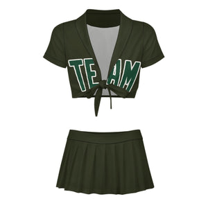 Custom Olive Green Cheerleading Uniform Set