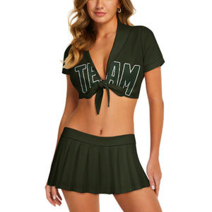 Custom Olive Dark Green Cheerleading Uniform Set