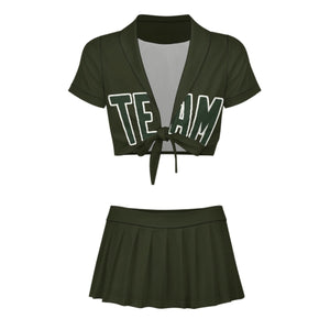 Custom Olive Dark Green Cheerleading Uniform Set