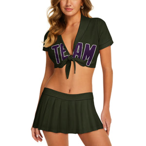 Custom Olive Purple Cheerleading Uniform Set