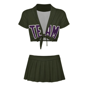 Custom Olive Purple Cheerleading Uniform Set