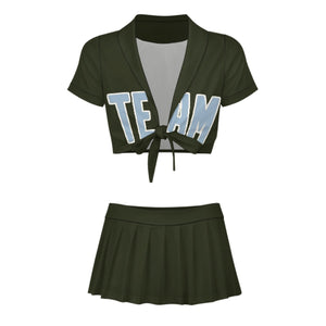 Custom Olive Light Blue Cheerleading Uniform Set