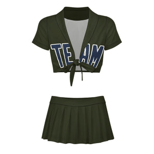 Custom Olive Blue Cheerleading Uniform Set