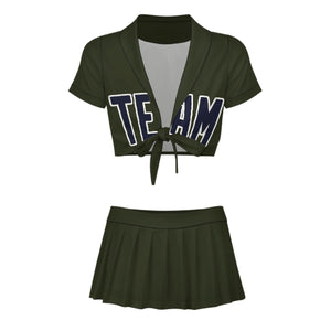 Custom Olive Navy Cheerleading Uniform Set