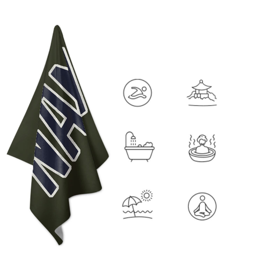 Custom Olive Navy Beach Towel